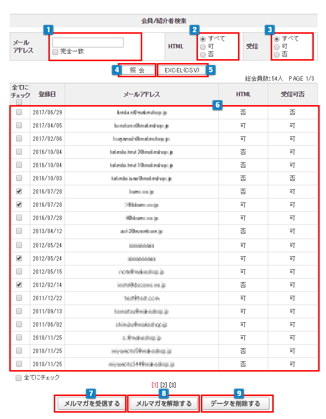 メルマガ会員管理
