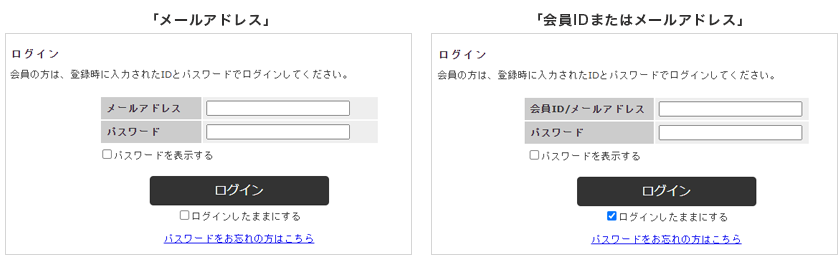 ログイン画面の表示例
